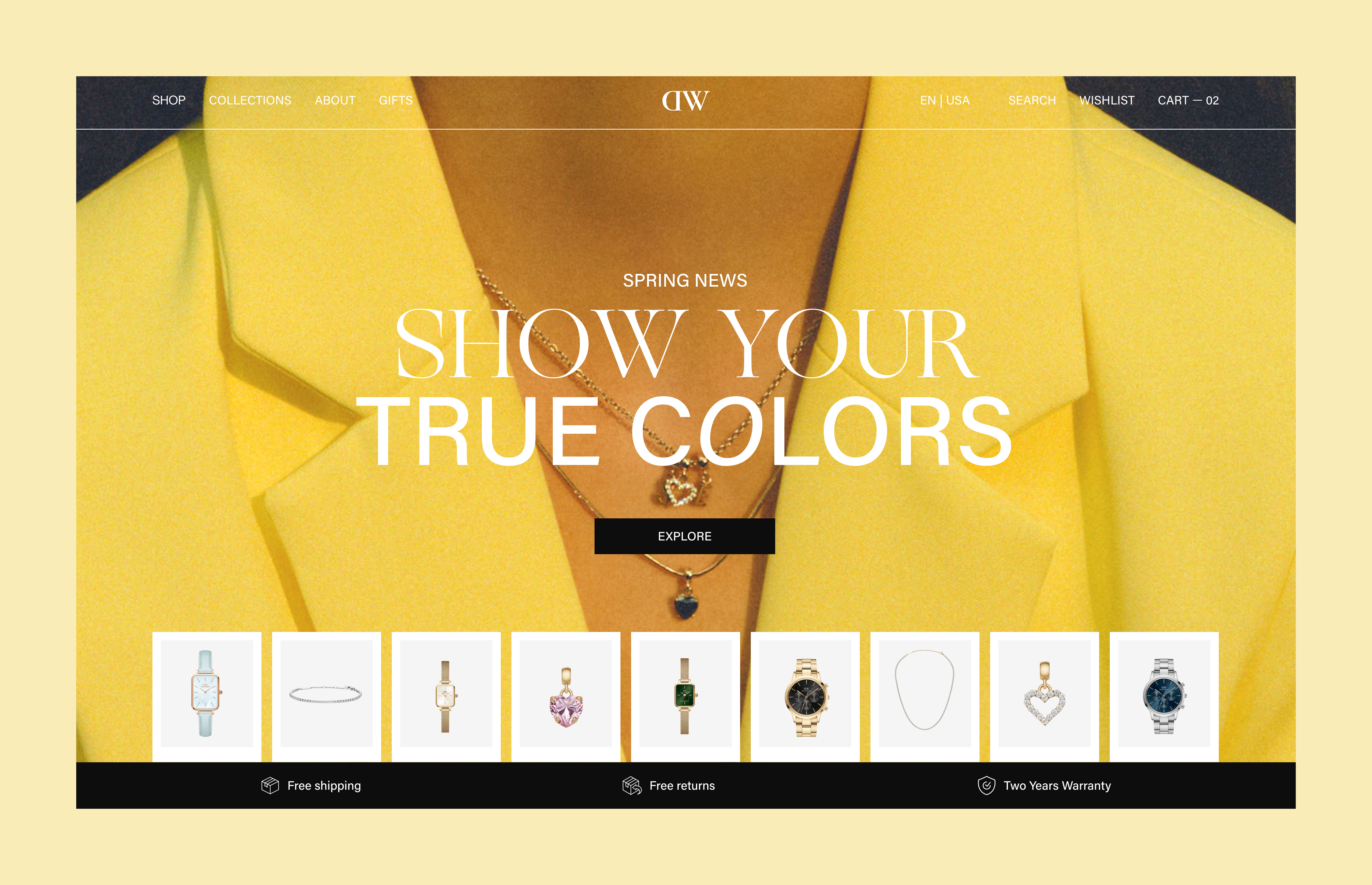 Design Concept for e-commerce Daniel Wellington cover design e commerce interface ui user interface uxui webdesign website