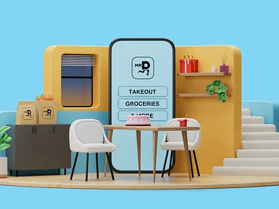 Takealot Ultimate Checkout - MrD 3d 3d design 3d environment 3dillustration bright c4d chair character cinema4d design environment fun graphic design illustration kitchen logo maya shaders