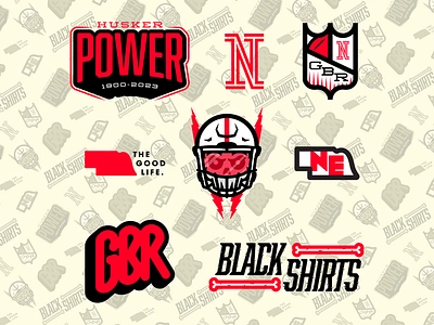 GBR branding football graphic design helmet illustration illustrator logo nebraska patch pattern shield skull sticker typography vector