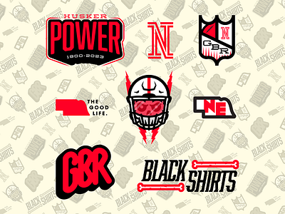 GBR branding football graphic design helmet illustration illustrator logo nebraska patch pattern shield skull sticker typography vector