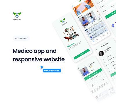 New Case Study on its way animations appointment black blue branding doctor green hierarchical inter medico poppins prototyping responsive typography ui usability studies ux ux research visual design white