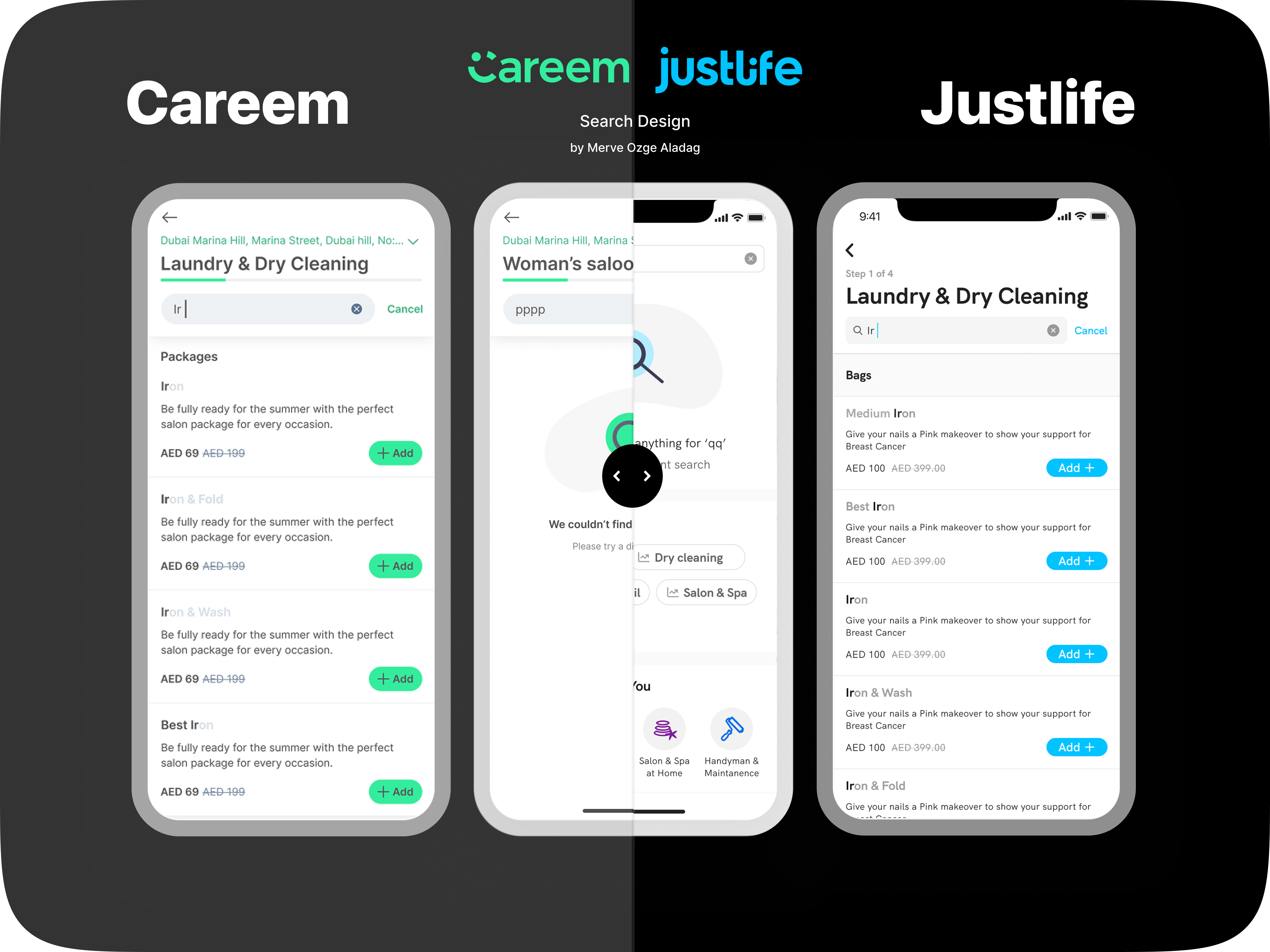 Search Design for Careem and Justlife app careem careem app home services justlife justlife app search search feature uber