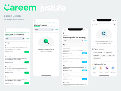 Search Design for Careem and Justlife app careem careem app home services justlife justlife app search search feature uber