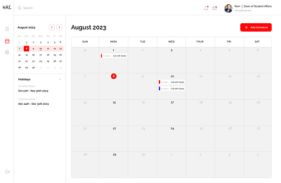 HAE - Schedule Management calendar design figma management schedule school ui ux webdesign
