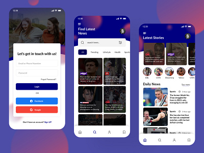 News App Design andriod app appdesign branding design figma graphic design landing page landingpage login loginpage minmal mobileapp newsapp signup ui ux we website website design