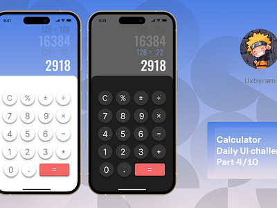 Calculator | Light/dark theme calculator dailyui darky light ui