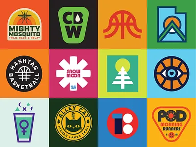 Pod Design Shop - Logo Design badge basketball beer brewery buffalo eye hiking logo mosquito outdoors race thick lines ultramarathon utah