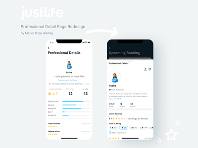 Professional Detail Page Redesign - UX / UI Improvement app app design better ui better ux detail page justlife app mobile app mobile design redesign ui design ux ui improvement
