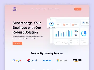 SAAS Web Header analytics branding chart dashboard design graph landing page manage management marketplace minimal product saas saas design saas product saas solution saas website design ui ux website