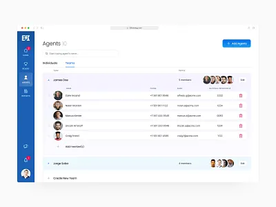 Insurance Sales Teams Directory (B2B Web App) admin ai code dashboard enterprise finance insurance intranet minimal product design saas sales software table ux ux designer web app web application