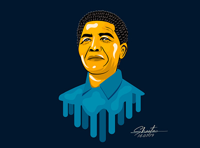 Vector Portrait Of Nelson Mandela art drawing graphic design illustration leader nelsonmandela politicians politics portrait vector vectorportrait