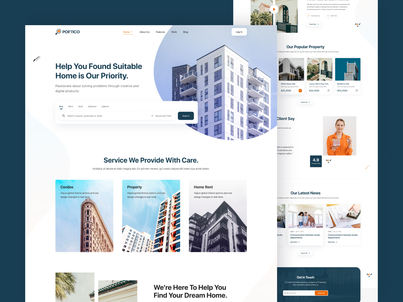 Real Estate Landing page clean design creative design landing page real estate real estate app ui uidesign user experience userinterface ux web app web design website