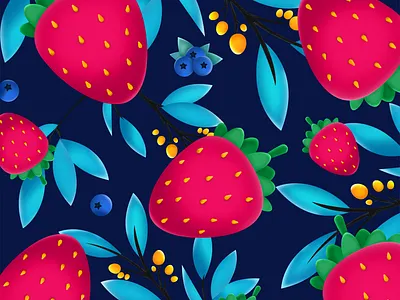 Strawberry pattern fruit fruit pattern graphic design illustration leaves pattern strawberry strawberry pattern