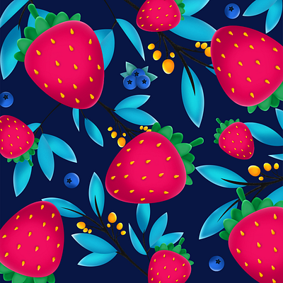 Strawberry pattern fruit fruit pattern graphic design illustration leaves pattern strawberry strawberry pattern