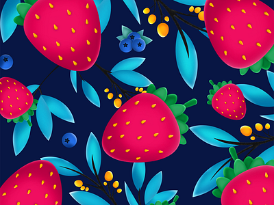 Strawberry pattern fruit fruit pattern graphic design illustration leaves pattern strawberry strawberry pattern