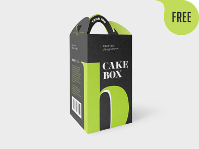 Cake Box – Free Mockup PSD box cake cardboard carton cube dessert food free freebie gable gift handle kraft matte mockup packaging paper present take away take out