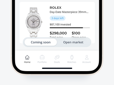 Sub navigation for watch industry mobile app bottom menu card ipohone minimalism mobile app navigation picker segmented control tabs ui var watch