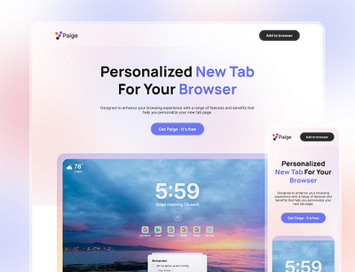 Paige browser personalizer app design application branding browser application customize browser daily ui daily ux design graphic design illustration landing page logo ui ui application ui design ux ux applicaton ux design web app website design