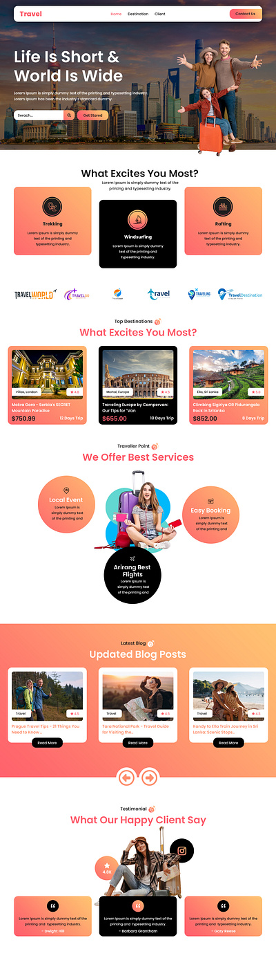 Travel Website Landing Page UI design travel website design travel website landing page travel website landing page ui travel website ui ui ui design