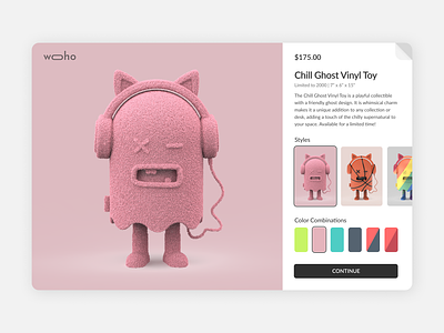 Daily UI #033 - Customize Product 3d blender branding color scheme custom customization cute daily ui design modelling order page pink product toy ui ux vinyl vinyl toy website