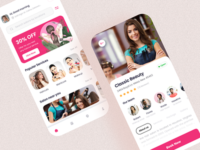 Salon App UI Kit Special for Women beautyapp beautytech creativedesign designinspiration mobileappdesign pjitbanik salonapp salondesign salonexperience uikit uiuxdesign userinterface women womenempowerment womenintech