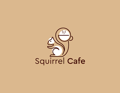 Squirrel Cafe minimal logo (minimal cafe logo ,Squirrel logo ) branding cafe logo coffee logo combination logo logo minimal combination logo squirrel logo