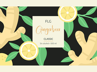Gingerbeer label and logo design black branding dark flat fresh fruits gingerbeer illustrated illustration label logo minimalistic photography retro