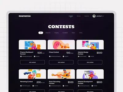 Contests Page ui