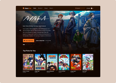 Website Design: The Ultimate Anime Streaming Experience anime anime streaming hero section landing page streaming ui ui design ux ux design web design