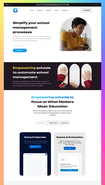 Acadly Landing Page edtech figma waitlist website