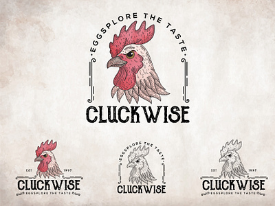 Cluckwise Logo Illustration - Vintage Logo design graphic design hand drawn hand drawn hen hand drawn rooster hen illustration hen logo illustration logo logo design mascot retro logo rooster rooster illustration rooster logo rooster vintage logo vintage hen vintage logo