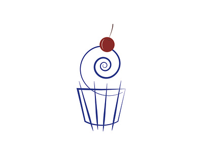 Кекс с вишенкой design logo кекс