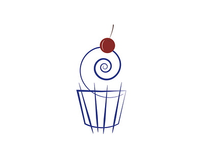 Кекс с вишенкой design logo кекс