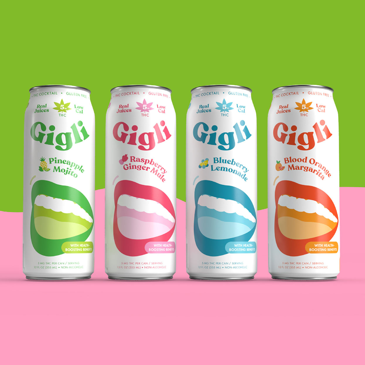 Get Gigli beverage branding cannabis cocktail drink giggle giggly gigli hemp laugh lips logo mouth pop art retro selzter sticker thc weed