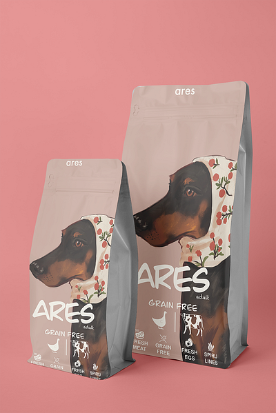 ARES - Grain-free dog food dog food graphic design illustration