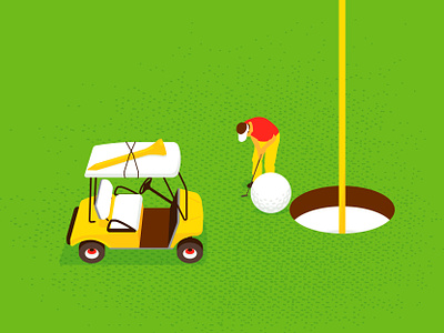 Miniature Golf ball chris rooney flag game golf golf cart golfer grass green hole illustration mini miniature putter sport tee