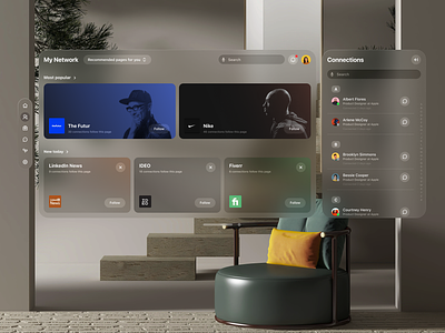 LinkedIn | Vision Pro app apple ar branding desktop linkedin ui uiux ux vision vision pro