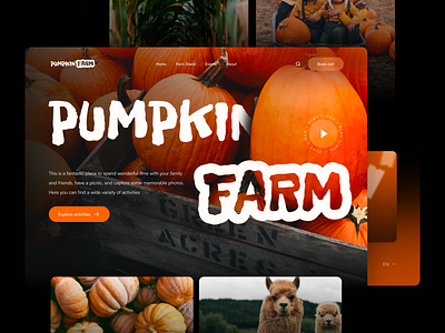 🎃 Pumpkin farm clean clean ui concept design halloween lama landing modern pumpkin trend ui website