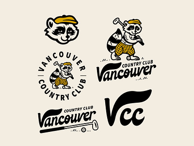 WIP Racoon branding design golf graphic design illustration lettering lockups logo logo system merch racoon vancouver