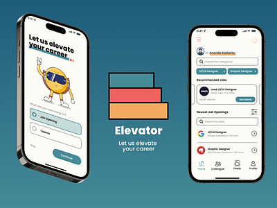 Elevator - Job Finder App app branding design graphic design illustration logo typography ui uiux design ux vector