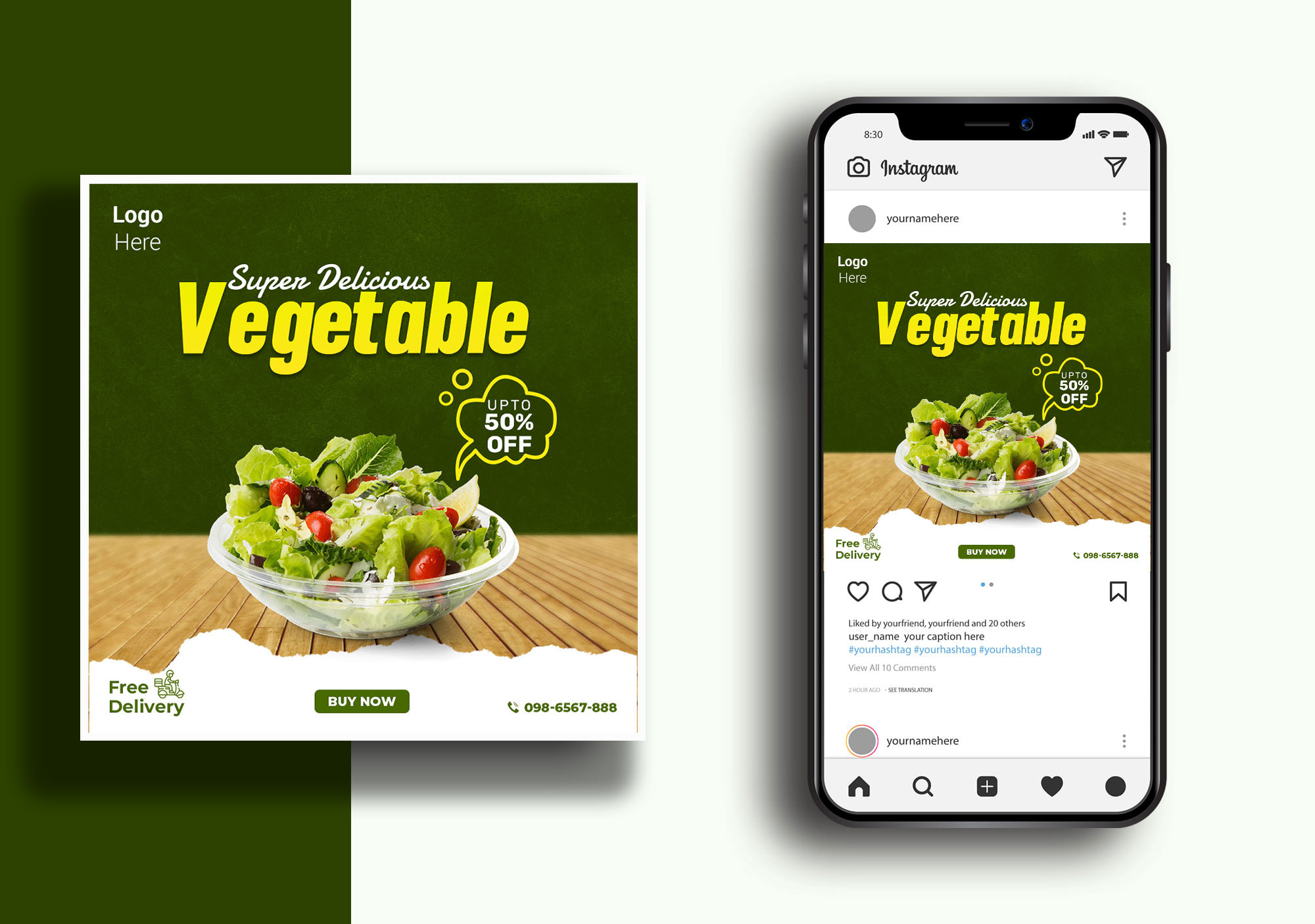 Super Delicious Fresh Vegetable Social Media Post adobe adobe photoshop ads banner branding creative emamul hasan design graphic design photoshop post social media post
