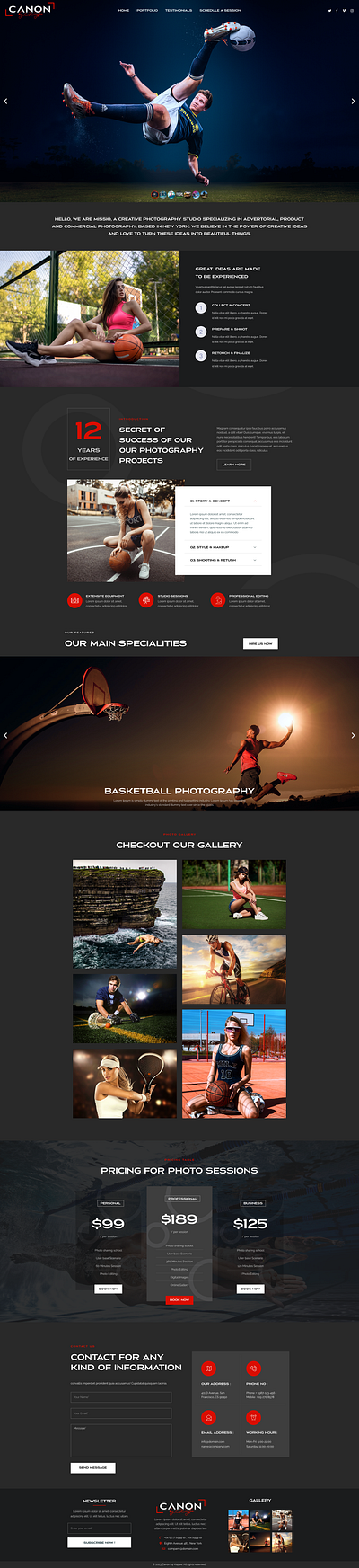 Photography Website graphic design ux user experience website design