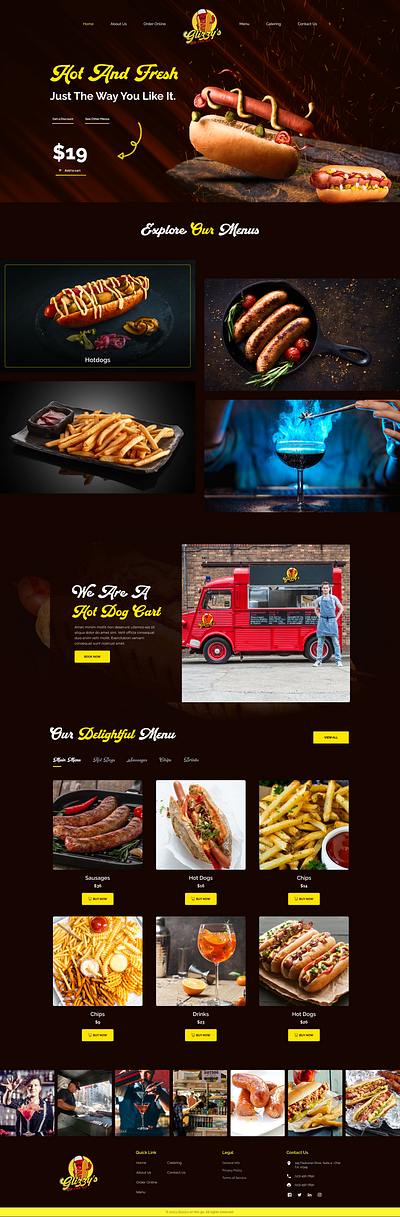 Hot Dog Cart Restaurant Website graphic design uiux ux user experience website design