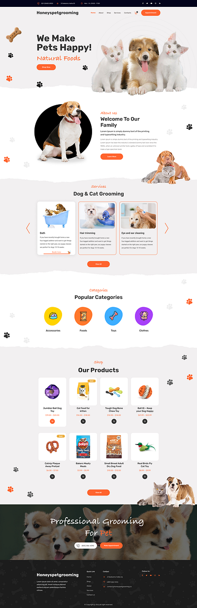 Pet Grooming Website ecommerce figma design graphic design ui ux user experience website design