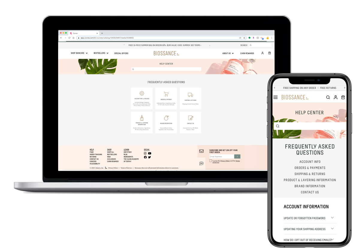 FAQs Enhancement for Biossance interface design landing page mobile design product design ui design ui ux user interface