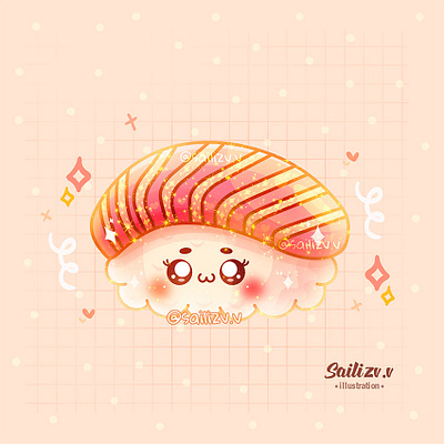 Sushi Maguro (Tuna) by sailizv.v adorable adorable lovely artwork concept creative cute art design digitalart illustration