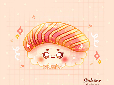 Sushi Maguro (Tuna) by sailizv.v adorable adorable lovely artwork concept creative cute art design digitalart illustration