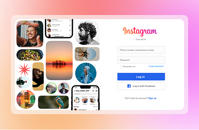 Instagram Web Login Page Redesigned brand branding colors ui ui design uiux ux webdesign