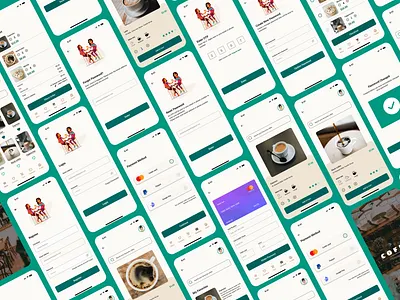 Coffee House Mobile App cart coffee coffee app coffee mobile figma green home screen login mobile app payment profile signup uiux
