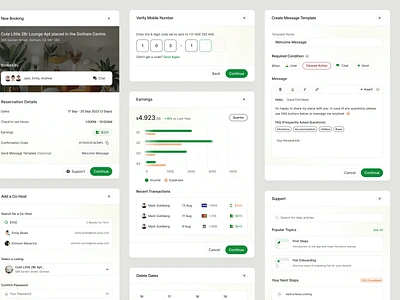 Property Manager App Modals app calendar chart clean flow income list message modals onboarding payment personalization popup property share steps support ui ux verification